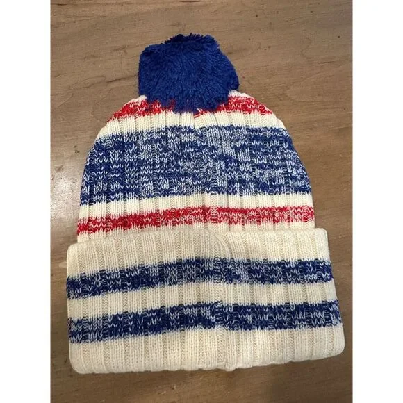 Fan Fav Philadelphia 76ers NBA Sports Knit Beanie Mens Stripe Pom Creampuff - Picture 2 of 2